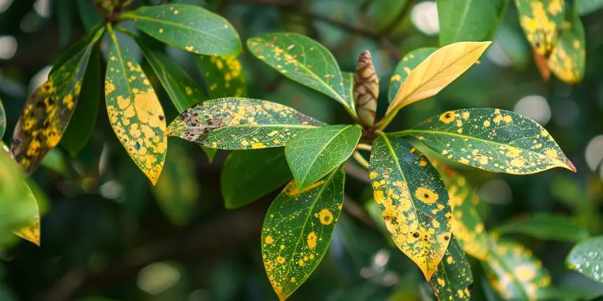 Rhododendron Plant with bacterial leaf spot disease